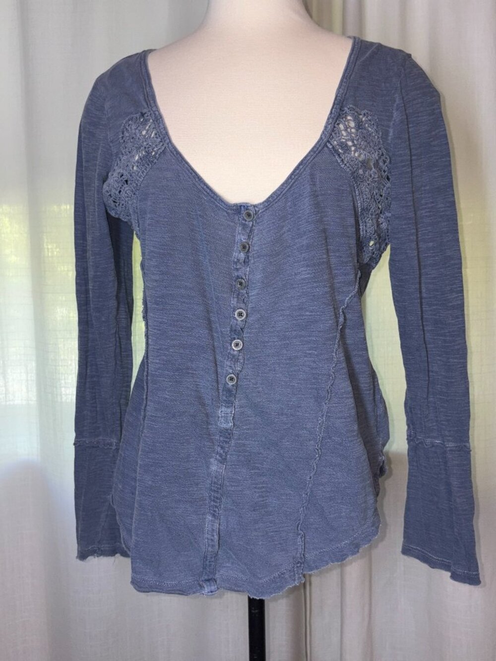 Keepsake Slub Lace Crochet Henley Free People